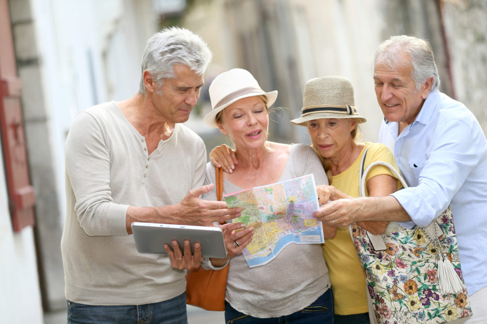 Group of senior people traveling in Europe